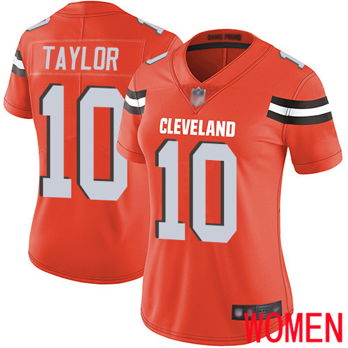 Cleveland Browns Taywan Taylor Women Orange Limited Jersey #10 NFL Football Alternate Vapor Untouchable->women nfl jersey->Women Jersey